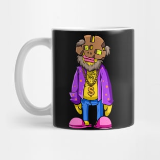 Cool beggar character staring colorful illustration Mug